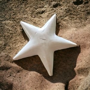 Vintage White Enamel Star Pin Brooch